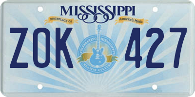 MS license plate ZOK427