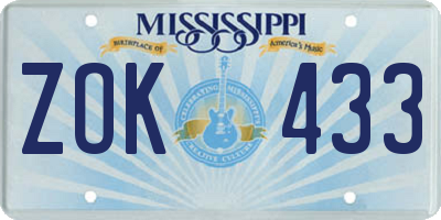 MS license plate ZOK433
