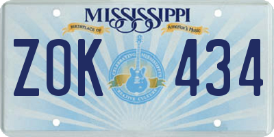MS license plate ZOK434