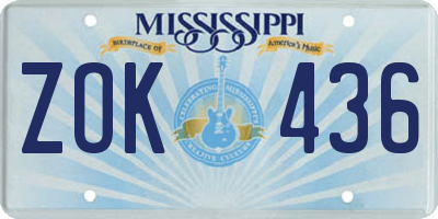 MS license plate ZOK436