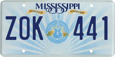 MS license plate ZOK441