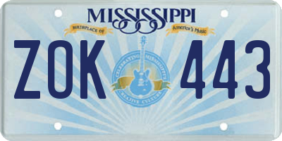 MS license plate ZOK443