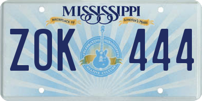 MS license plate ZOK444