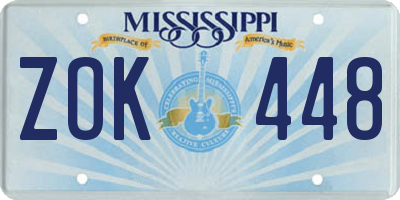 MS license plate ZOK448