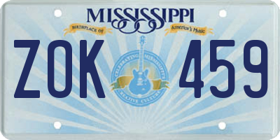 MS license plate ZOK459