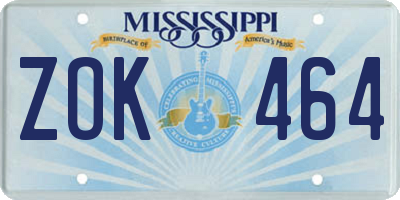 MS license plate ZOK464