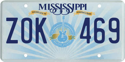 MS license plate ZOK469