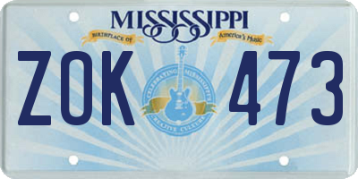 MS license plate ZOK473