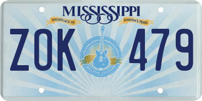 MS license plate ZOK479