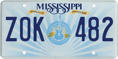 MS license plate ZOK482