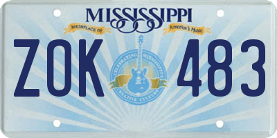 MS license plate ZOK483