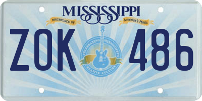 MS license plate ZOK486