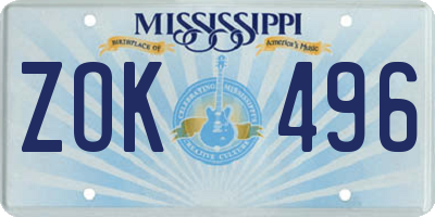 MS license plate ZOK496