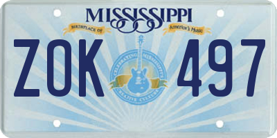 MS license plate ZOK497