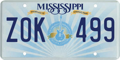 MS license plate ZOK499