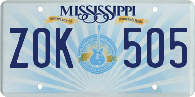 MS license plate ZOK505