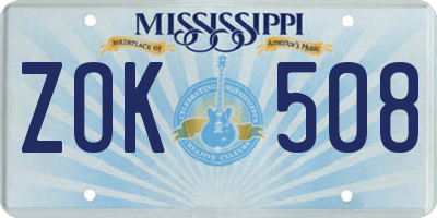 MS license plate ZOK508