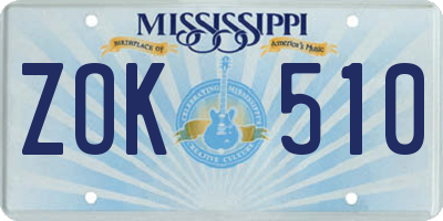 MS license plate ZOK510