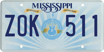 MS license plate ZOK511