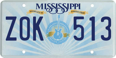 MS license plate ZOK513