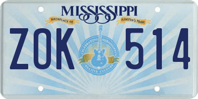 MS license plate ZOK514