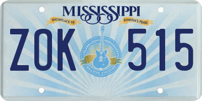 MS license plate ZOK515