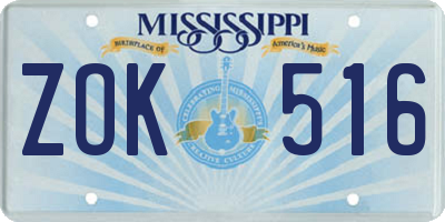 MS license plate ZOK516