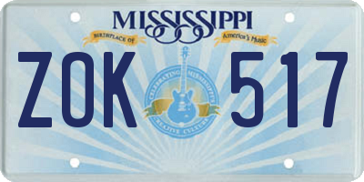 MS license plate ZOK517