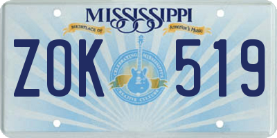 MS license plate ZOK519