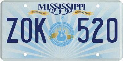 MS license plate ZOK520