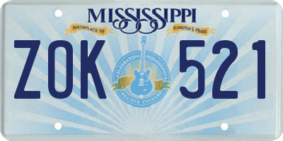 MS license plate ZOK521