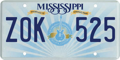 MS license plate ZOK525