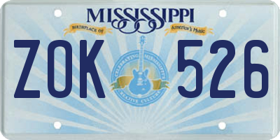 MS license plate ZOK526