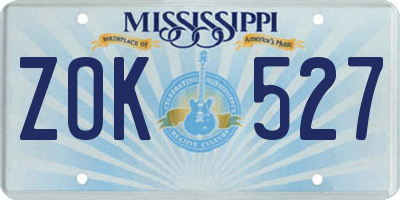 MS license plate ZOK527