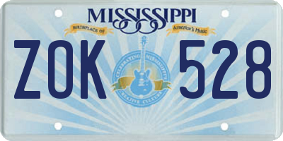 MS license plate ZOK528