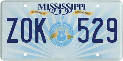MS license plate ZOK529