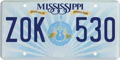 MS license plate ZOK530