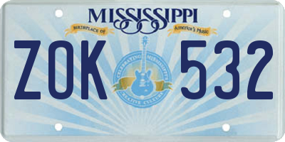 MS license plate ZOK532