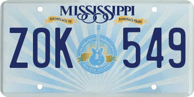 MS license plate ZOK549