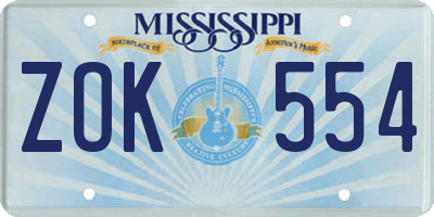 MS license plate ZOK554