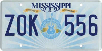 MS license plate ZOK556