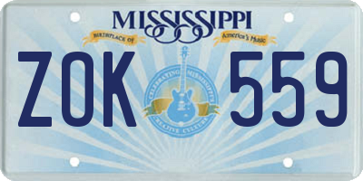 MS license plate ZOK559