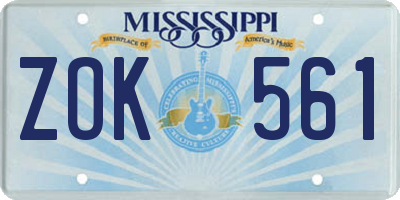 MS license plate ZOK561
