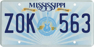 MS license plate ZOK563