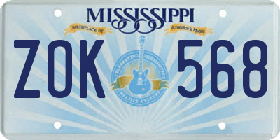 MS license plate ZOK568
