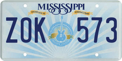 MS license plate ZOK573
