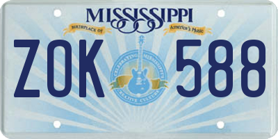 MS license plate ZOK588
