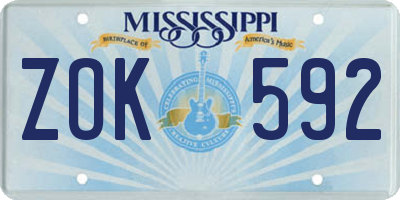 MS license plate ZOK592