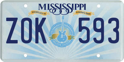 MS license plate ZOK593