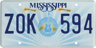 MS license plate ZOK594
